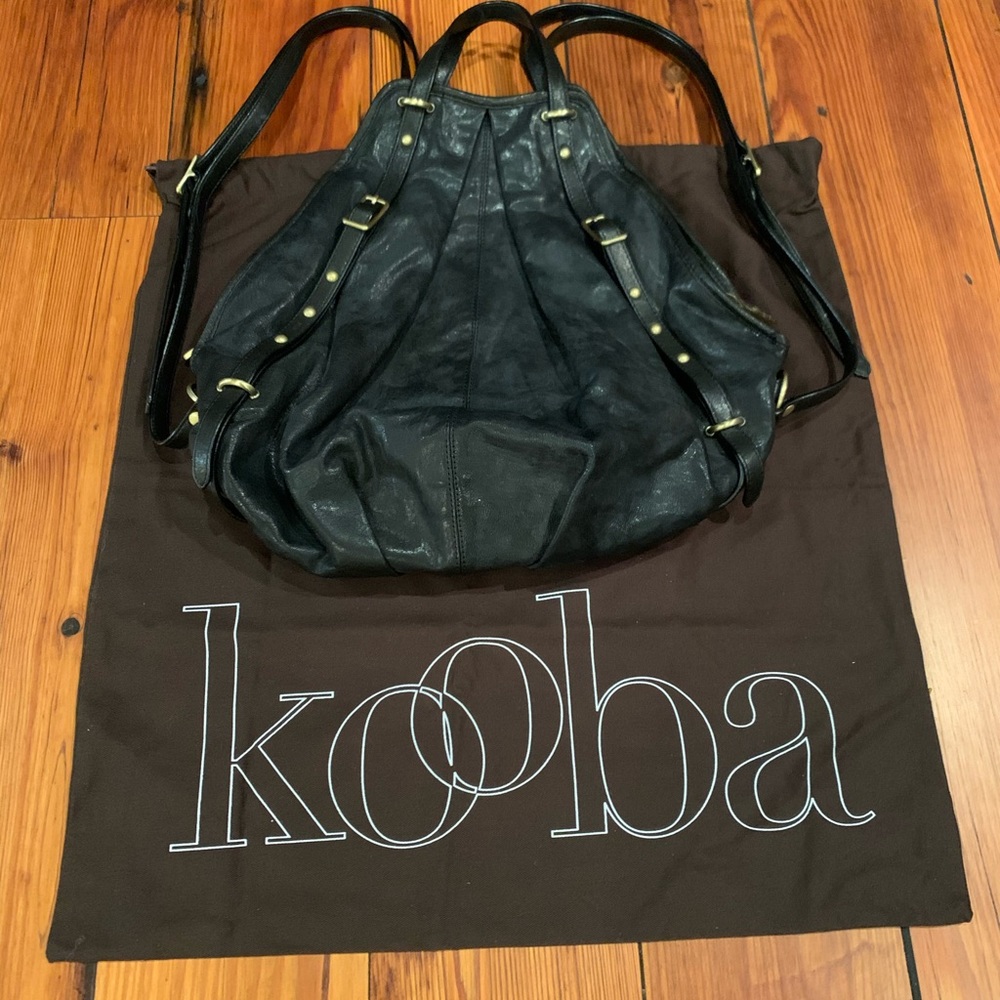 Distressed black leather Kooba backpack
